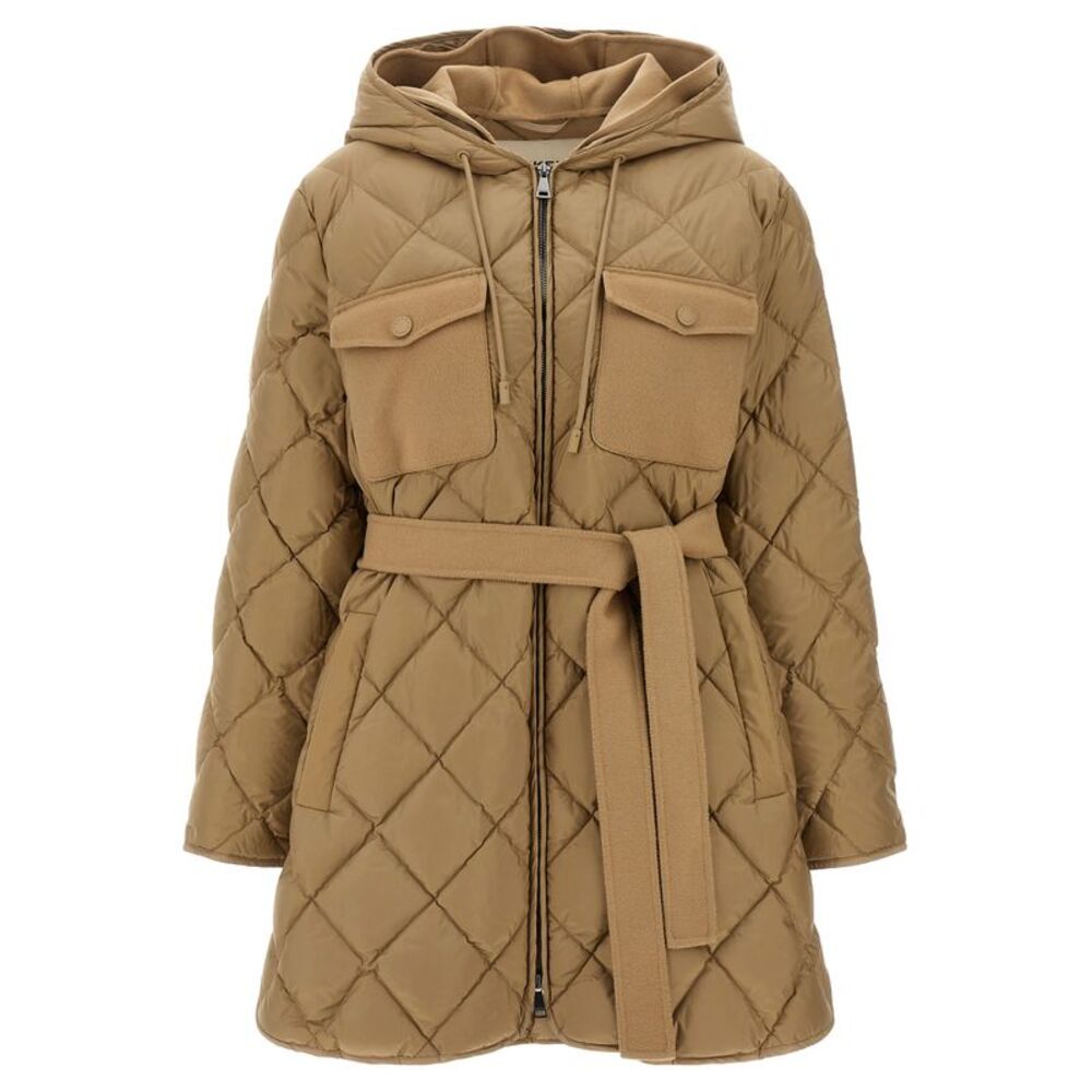 Max Mara Beige Polyester Full-Length Women's Jacket